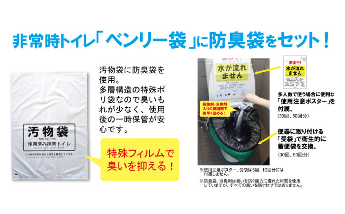 非常時トイレ　ベンリー袋Ｇ　10回分　防臭袋プラス（×2セット）　広島県福山市/株式会社ケンユー　携帯トイレ 非常用トイレ 車載トイレ ポータブル 簡易 使い捨て 防災 災害用 緊急 避難所 断水時 キャンプ 登山 渋滞 アウトドア 介護 介助 [BACL007]