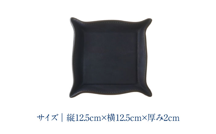 レザートレイ「レセプシオン・デミ」　濃藍　瀬戸内の海　天然藍染め・福山レザー　自社一貫製造　広島県福山市/株式会社サード　レザートレイ 革 トレー アクセサリー 鍵 時計 小物置き 藍染 手擦り 手絞り [BACM013]