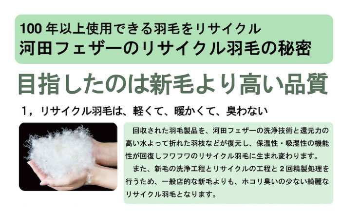 羽毛布団 綺麗なリサイクルダウン 羽毛布団 シングル 掛け布団 肌掛け布団 羽毛 日本製 冬 毛布 保温 あったかい 抗菌 防臭 広島県福山市/株式会社ハシモト [BACV020]