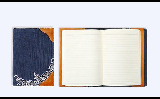 ブックカバー ノートカバー A5 刺繍バージョン ブックカバー デニム ノート 本 カバー 文庫本 お洒落 おしゃれ 木製 本革 広島県福山市/有限会社アルファ企画 [BAFB013]