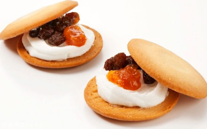 【全12回定期便】お菓子  杏とラムレーズンサンド 10個入り　お菓子 あんず おやつ 菓子 お茶 レーズン スイーツ 広島県福山市/有限会社勉強堂 [BAFL017]