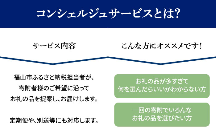 【福山市コンシェルジュ】返礼品おまかせ！寄附額100万円コース 1000000円 高額 代行 サービス セット 詰め合わせ 地元  豚肉 牛肉 海苔 海鮮 酒 焼酎 布団 寝具 枕 家具 お菓子 寄附 [BAZZ018]