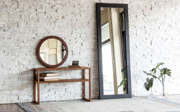 鏡  MS304（グレージュ）NOSミラー スクエアL ナチュラルレザー製 鏡 姿見 レザー 革 ファニチャー 家具 人気 おすすめ 広島県福山市/株式会社心石工芸 [BABV009]