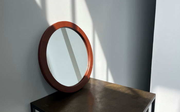 鏡  NOSミラー サークルS ナチュラルレザー製 【MS136（ダークブラウン）】 鏡 姿見 ミラー レザー 革 ファニチャー 家具 人気 おすすめ 広島県福山市/株式会社心石工芸 [BABV042]