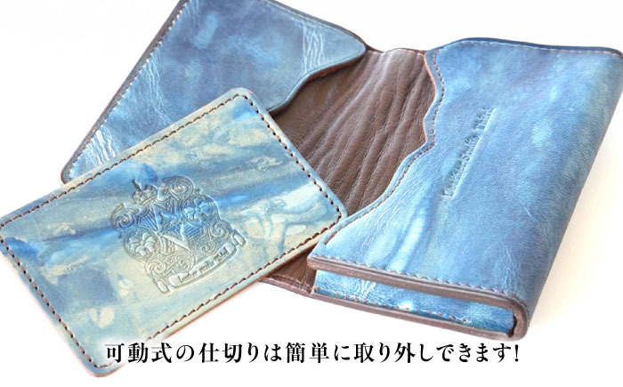 名刺入れ 「テテ」　薄藍 瀬戸内の空 天然藍染め・福山レザー 自社一貫製造 広島県福山市/株式会社サード メンズ レディース 本革 レザー [BACM016]