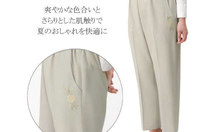 サマーバラポケット刺繍パンツ 股下55cm グレー【3Lサイズ】 広島県福山市/株式会社ナツメダ ズボン ウエスト ゴム ベージュ グレー  紺 ネイビー [BACU043]