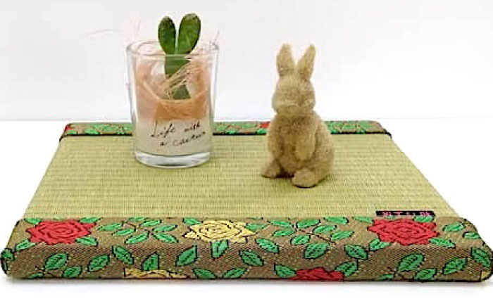 たたみ ばらの小畳（銀白色・目積×薔薇縁） 1枚 福山市/畦崎畳商工株式会社 畳 インテリア 和風 和モダン たたみ [BADP003]