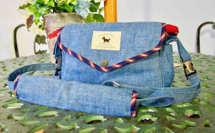 かばん デニムお散歩バッグ かばん バック ペット ショルダー おしゃれ 便利 愛犬家 リード 広島県福山市/坂本デニム株式会社 [BADR001]