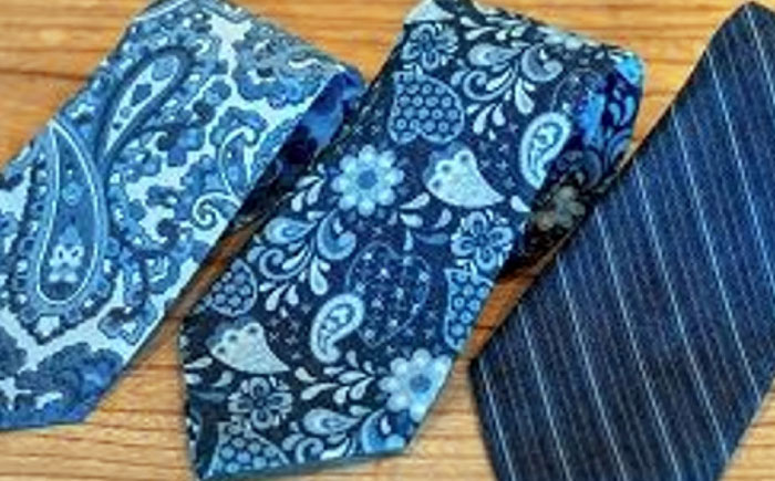 デニム ※在庫切れ※「デニム抜染（ばっせん）ネクタイ」＜花ペイズリー＞ ファッション ペイズリー 花 ネクタイ ギフト 広島県福山市 / 山陽染工株式会社 [BADS023]