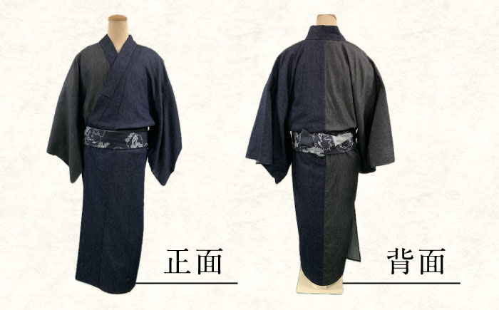 着物 和福デニム男性用着物＆帯 服 和装 きもの 帯 メンズ デニム デニム着物 広島県福山市/RIBIAN [BAGM001]