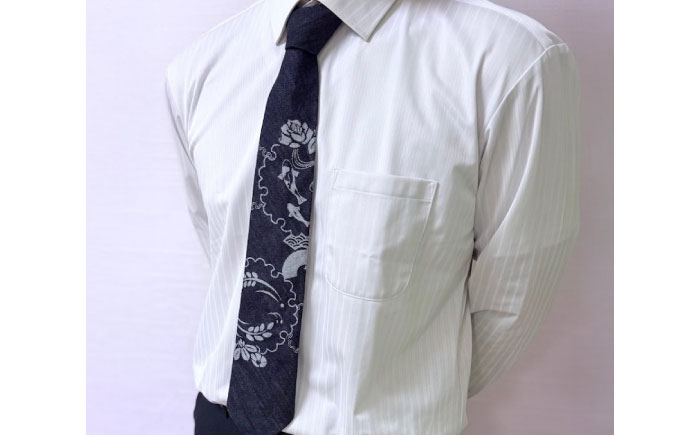 ネクタイ 和福デニムネクタイ ネイビー 鯉柄 デニム ネクタイ 和装小物 紳士服 メンズ ファッション ビジネス カジュアル フォーマル スーツ 広島県福山市/RIBIAN [BAGM006]