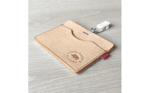 【ライトブルー】福山デニムとジビエレザー の名札・IDカードケース 広島県福山市/インディレザー ケース 名札 本革 レザー おしゃれ デニム [BAAN007]