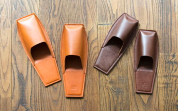 スリッパ KZ#436（ブラウン）OKAERI スリッパ（L/26.0-28.0cm）セミアニリンレザー製 スリッパ 靴 レザー 革 くつ ルームシューズ 雑貨 日用品 人気 おすすめ 広島県福山市/株式会社心石工芸 [BABV018]