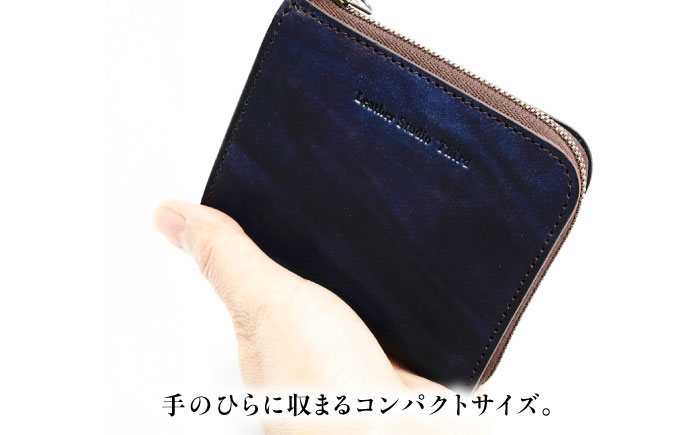コンパクト財布 「レジェ」　濃藍 瀬戸内の海 天然藍染め・福山レザー 自社一貫製造 広島県福山市/株式会社サード メンズ レディース 本革 レザー [BACM023]