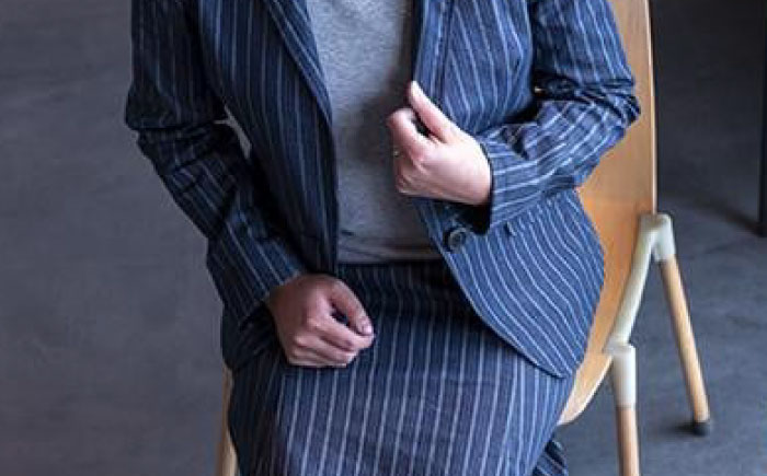 スーツ 【レディース】 国産デニムの「パターンオーダーセットアップ」（フレア・ストライプ） スーツ ファッション セットアップ デニム ジャケット スカート 広島県福山市 / 山陽染工株式会社 [BADS032]