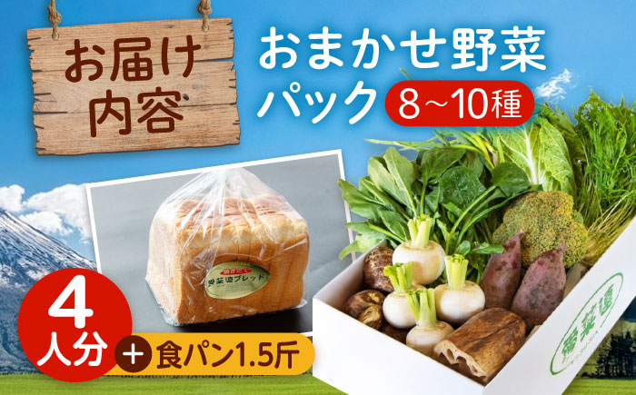 愛菜連のおまかせ野菜パック（４人用）と愛菜連ブレッド（食パン1.5斤）のセット　野菜詰合せ 旬 旬の野菜 野菜セット 産地直送 ミネラル ビタミン 豊富 パン 食パン　広島県福山市/マルフク株式会社 [BAFW003]