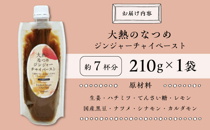 大熱のなつめジンジャーチャイペースト 【ノンカフェイン】 黒豆 小袋210g　広島県福山市/TABEL株式会社　生姜なつめチャイペースト チャイペースト ジンジャーペースト インスタントチャイ チャイの素 ナチュラルインスタント 食品用ペースト 生姜 なつめ スパイス はちみつ 黒豆 [BAAJ004]
