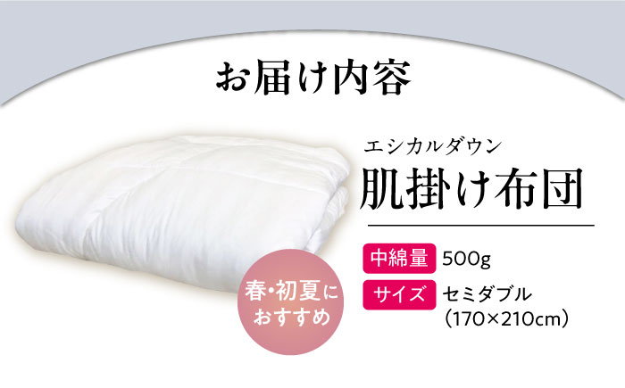 洗える 人工羽毛 肌掛け布団 セミダブル エントリーモデル 広島県福山市/イシケン株式会社 掛け布団 掛けふとん 日本製  薄手 軽い 春 夏 寝具 アレルギー対策 [BAAK014]