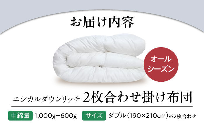 洗える 人工羽毛 2枚合わせ 掛け布団 ダブル エシカルダウンリッチ 広島県福山市/イシケン株式会社 2枚組 羽毛布団 羽毛ふとん 掛けふとん 日本製 オールシーズン  寝具 アレルギー対策  サステナブル [BAAK055]