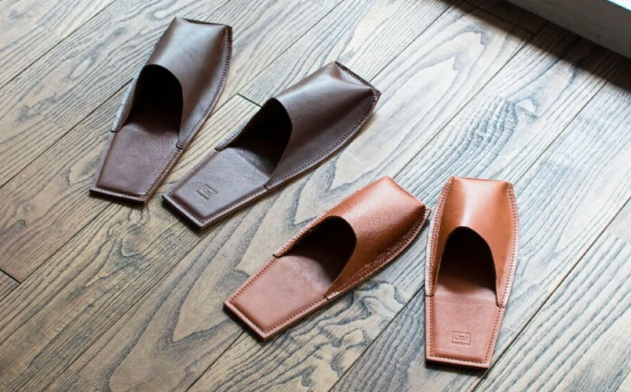 スリッパ KZ#436（ブラウン）OKAERI スリッパ（L/26.0-28.0cm）セミアニリンレザー製 スリッパ 靴 レザー 革 くつ ルームシューズ 雑貨 日用品 人気 おすすめ 広島県福山市/株式会社心石工芸 [BABV018]