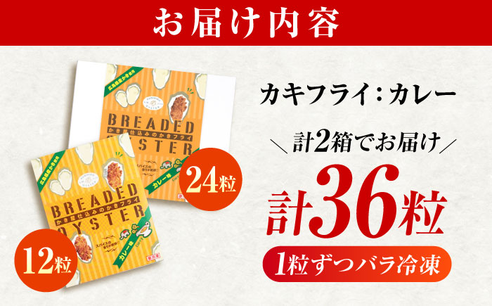 【スピード発送】冷凍 カキフライ  (カレー 計36粒)  広島県産 冷凍カキフライ 広島牡蠣 牡蠣 かき カキ  料理 簡単 魚介類 海鮮 ギフト 広島県福山市/クニヒロ株式会社 [BACG010]