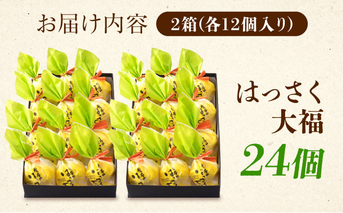 【年内発送】お菓子 はっさく大福12個入×2　 お菓子 大福 八朔 柑橘 みかん オレンジ 餅 ギフト お取り寄せ スイーツ フルーツ大福 ご当地 菓子 おかし デザート 食品 人気 おすすめ 広島県福山市/株式会社虎屋本舗 [BADH017]