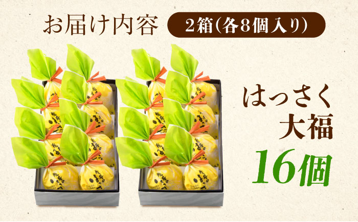 【年内発送】お菓子 はっさく大福8個入×2　 お菓子 大福 八朔 柑橘 みかん オレンジ 餅 ギフト お取り寄せ スイーツ フルーツ大福 ご当地 菓子 おかし デザート 食品 人気 おすすめ 広島県福山市/株式会社虎屋本舗 [BADH025]