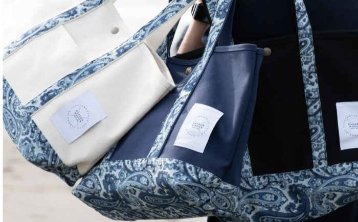 デニム 「デニム抜染（ばっせん）トートバッグ」＜ネイビー＞ バッグ かばん デニム 雑貨 鞄 広島県福山市 / 山陽染工株式会社 [BADS019]