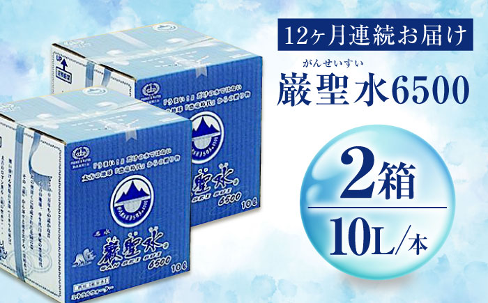 【全12回定期便】飲料 水 ミネラルウォーター 巌聖水6500 10L×2箱入り 広島県福山市/小林商事 ミネラルウォーター ペットボトル 10l 10リットル 保存用 備蓄 防災 [BAEA023]