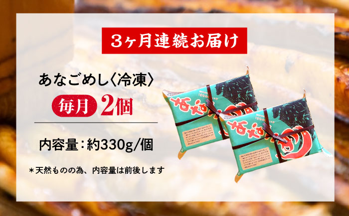 【全3回定期便】あなご飯　（冷凍）2個セット　アナゴ 甚ごろうのあなごめし アナゴ 穴子 あなご 弁当 お弁当 広島県福山市/甚ごろう [BAEC006]