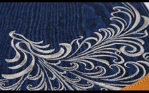 ブックカバー ノートカバー A4 刺繍版 ブックカバー デニム ノート 本 カバー 文庫本 お洒落 おしゃれ 木製 本革 広島県福山市/有限会社アルファ企画 [BAFB017]