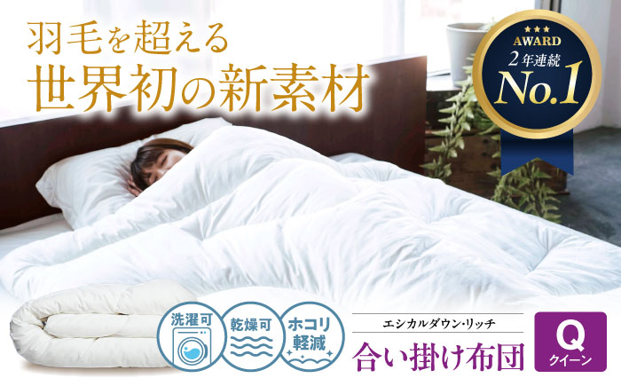 洗える 人工羽毛 合い掛け布団 クイーン エシカルダウンリッチ 広島県福山市/イシケン株式会社 羽毛 ふとん 軽い 日本製 春 秋 寝具 アレルギー対策 サステナブル [BAAK101]
