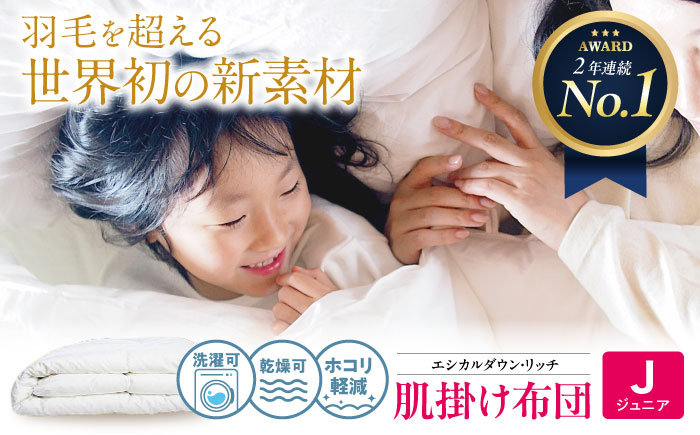 洗える 人工羽毛 肌掛け布団 ジュニア エシカルダウンリッチ 広島県福山市/イシケン株式会社 羽毛 ふとん   軽い 日本製 春 初夏 寝具 アレルギー対策 サステナブル [BAAK102]