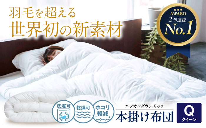洗える 人工羽毛 本掛け布団 クイーン エシカルダウンリッチ 広島県福山市/イシケン株式会社 羽毛 ふとん 軽い 日本製 秋 冬 寝具 アレルギー対策 サステナブル [BAAK111]