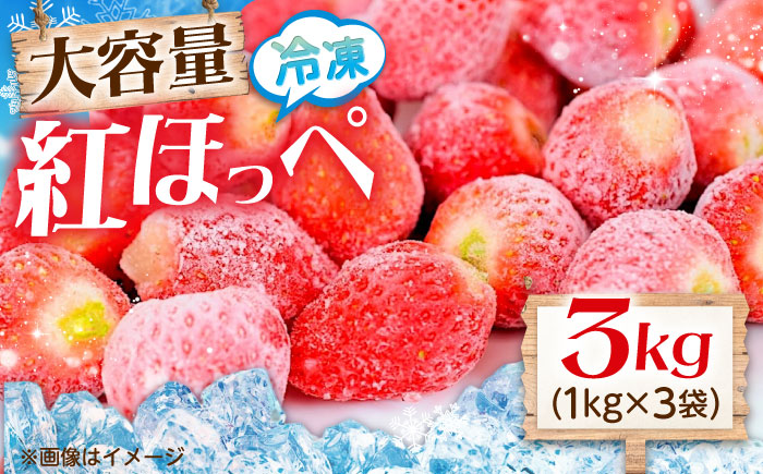 冷凍いちご 紅ほっぺ 1kg×3袋 国産 完熟 スムージー ジャム ヨーグルト 一口サイズ イチゴ 完熟 苺 果物 フルーツ 冷凍 広島県福山市/株式会社ベジータ [BABR001]