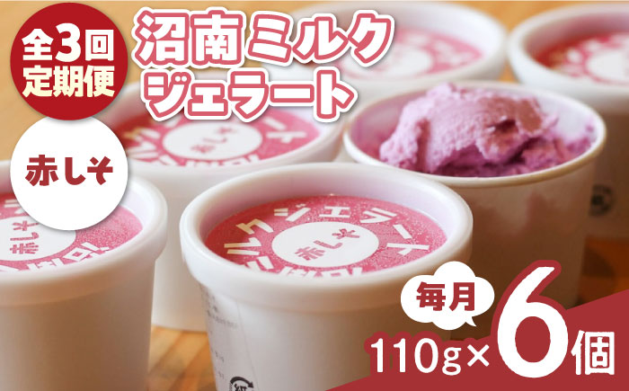 【全3回定期便】沼南ミルクジェラート 赤しそ ６個　アイス  赤しそ  アイス アイスクリーム デザート スイーツ ご当地 広島県福山市/甚ごろう [BAEC039]