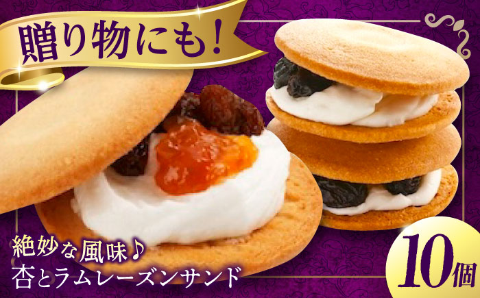 お菓子 杏とラムレーズンサンド 10個入り お菓子 あんず おやつ 菓子 お茶 レーズン スイーツ 広島県福山市/有限会社勉強堂 [BAFL003]