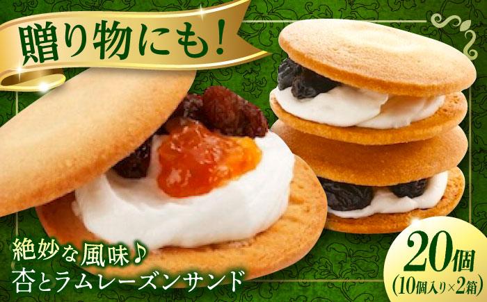 お菓子 杏とラムレーズンサンド 10個入り×2 お菓子 あんず おやつ 菓子 お茶 レーズン スイーツ 広島県福山市/有限会社勉強堂 [BAFL018]