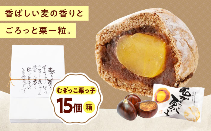 お菓子 むぎっこ栗っ子（15入箱） おやつ 菓子 お茶 スイーツ 広島県福山市/有限会社勉強堂 [BAFL033]