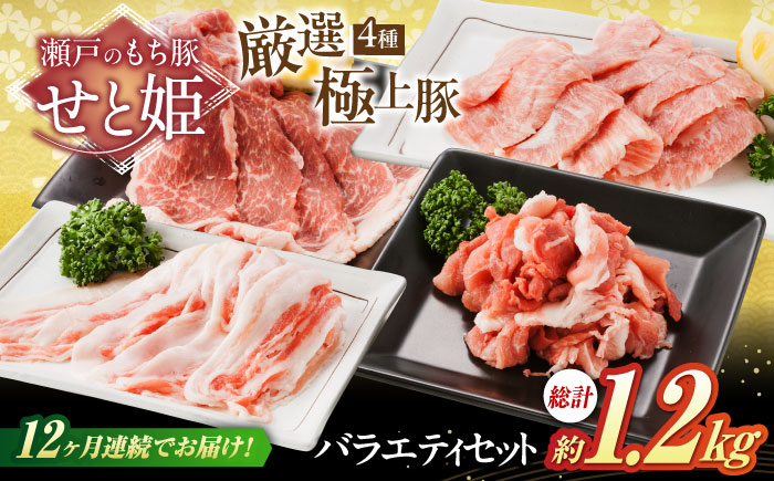 【全12回定期便】バラエティセット約1,200g (肩ロース・バラ・小間切れ・豚トロ 各300g)  広島県福山市/日本畜産株式会社 豚肉 ぶたにく こま切れ ロース しゃぶしゃぶ 小分け [BAER081]