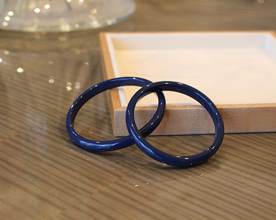 SHINBEY　漆バングル　ネイビー　L