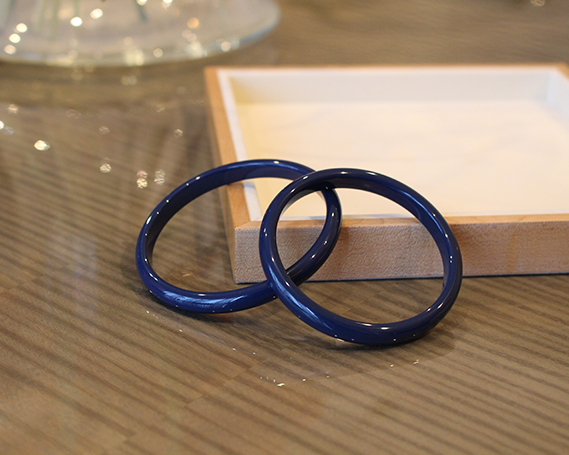 SHINBEY　漆バングル　ネイビー　S