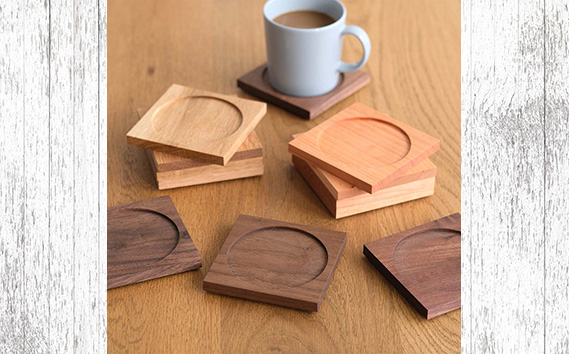 府中家具　木製オリジナルコースター　ウォールナット