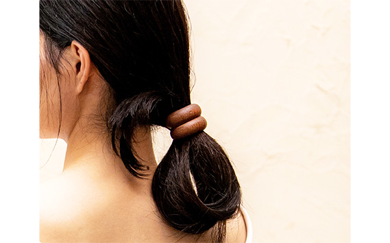 【ダブルtype】天然木のヘアアクセサリー「ポニーフック・灯」