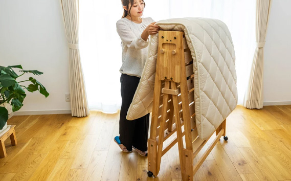 折りたたみひのきスノコベッド　ハイタイプ　シングル
