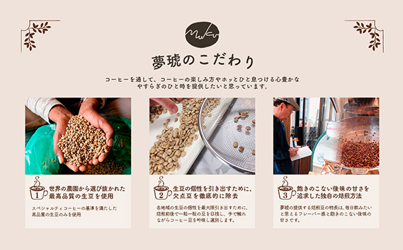 府中から世界に発信できる店を【自家焙煎珈琲屋 夢琥】豆2点セット