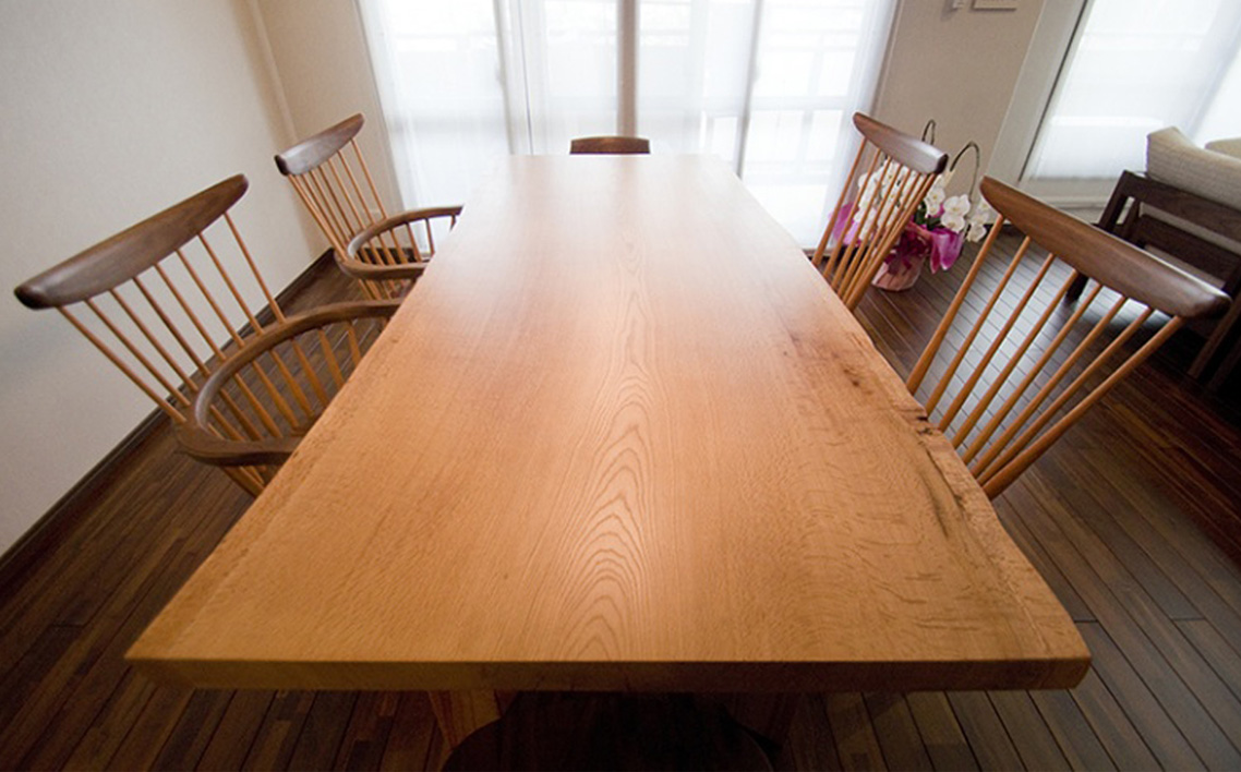水楢1枚板 テーブル 府中家具 土井木工