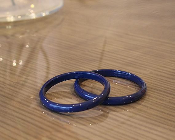 SHINBEY　漆バングル　ネイビー　L