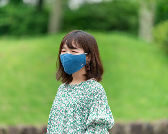備後絣　うす紺　立体美マスク　レギュラーサイズ　2枚組