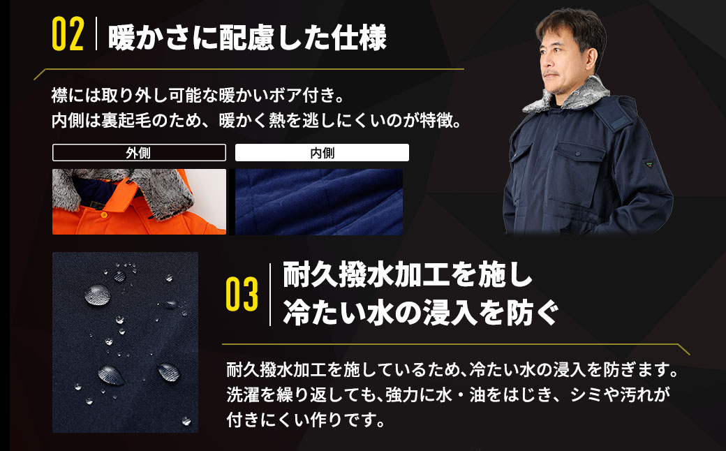 【-30℃に耐える】冷凍倉庫用防寒コート7300（ネイビー/L） L